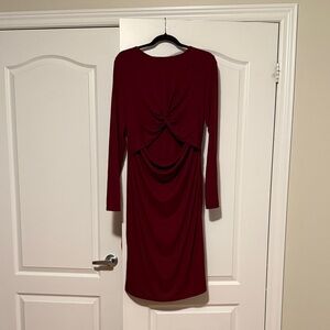 SHEIN Burgundy Long Sleeve Dress